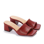 Wide Fit High Heeled Leather Slippers