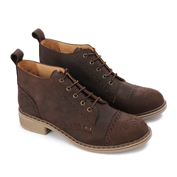 Brogue Ankle Leather Boots