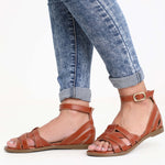 صندل جلدي متعدد الأشرطة ومتعدد الألوان