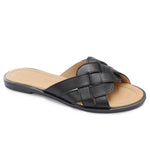 Black Strap Slippers - Emeli Leather Store