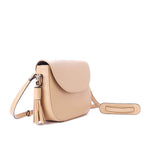 Beige Flap Tassel Crossbody Bag