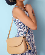 Beige Flap Tassel Crossbody Bag