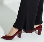 Leather Block Heel Pumps
