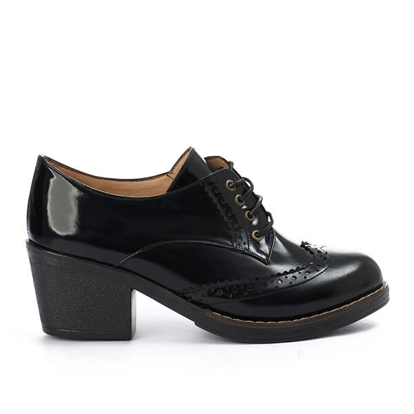Oxfords Laced Up High Heeled Leather Shoes