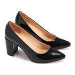 Leather Block Heel Pumps