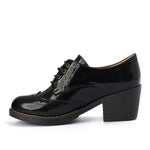 Oxfords Laced Up High Heeled Leather Shoes