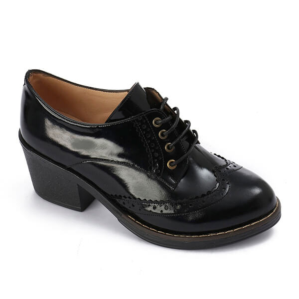 Oxfords Laced Up High Heeled Leather Shoes