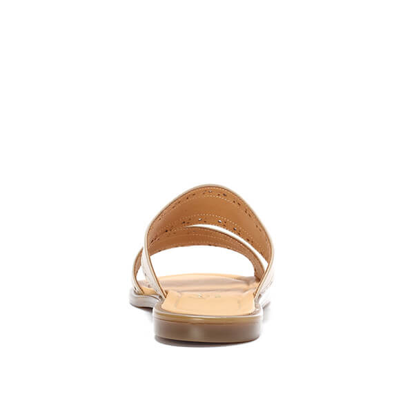 Beige Double Strap Slippers - Emeli Leather Store