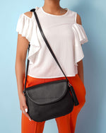 Black Flap Tassel Cossbody Bag
