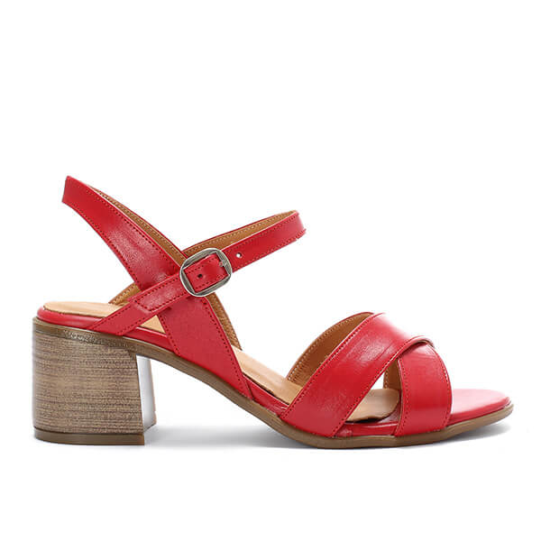Red Criss-Cross Sandals - Emeli Leather Store