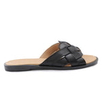 Black Strap Slippers - Emeli Leather Store