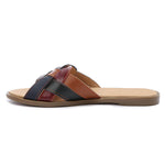 Multicolored Strap Slippers - Emeli Leather Store