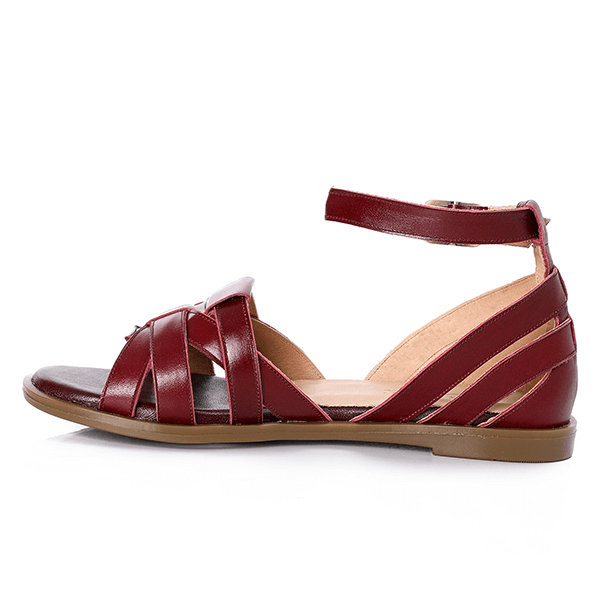 Multi-strap Burgundy Leather Sandals - Emeli Leather Store