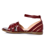 Multi-strap Burgundy Leather Sandals - Emeli Leather Store