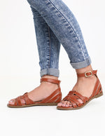 Multi-strap Havana Leather Sandals - Emeli Leather Store