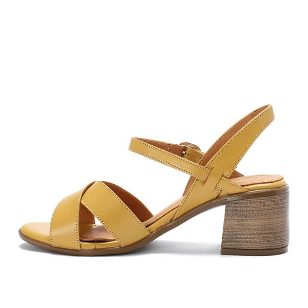 Mustard Criss-Cross Sandals - Emeli Leather Store