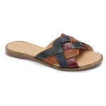 Multicolored Strap Slippers - Emeli Leather Store