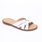 White Crisscross Slippers - Emeli Leather Store
