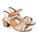 Beige Multi-strap Leather Sandals - Emeli Leather Store