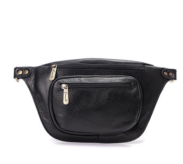 Black Matt Vintage Fanny Pack - Emeli Leather Store