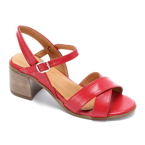 Red Criss-Cross Sandals - Emeli Leather Store