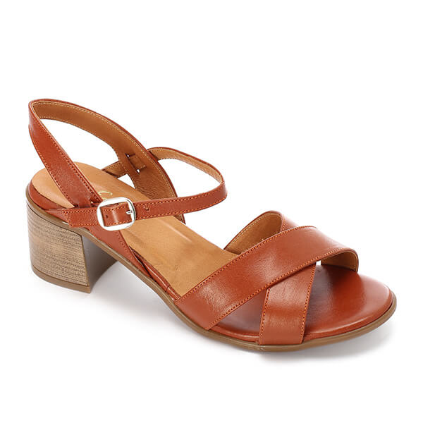 Havana Leather Criss-Cross Sandals - Emeli Leather Store
