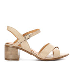 Beige Leather Criss-Cross Sandals - Emeli Leather Store