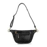 Black Varnish Croc Vintage Fanny Pack - Emeli Leather Store