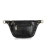 Black Varnish Croc Vintage Fanny Pack - Emeli Leather Store