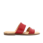 Red Double Strap Slippers - Emeli Leather Store