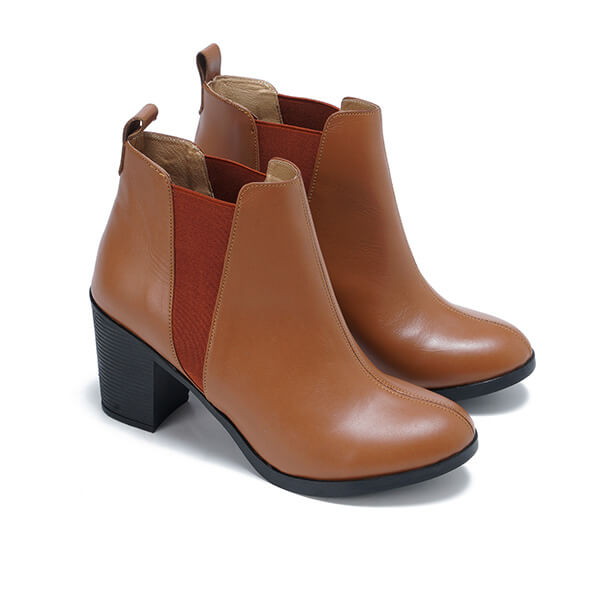 Leather High Heeled Half Boots