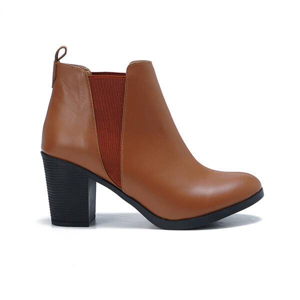 Leather High Heeled Half Boots