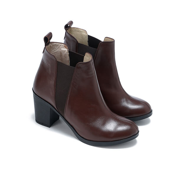 Leather High Heeled Half Boots