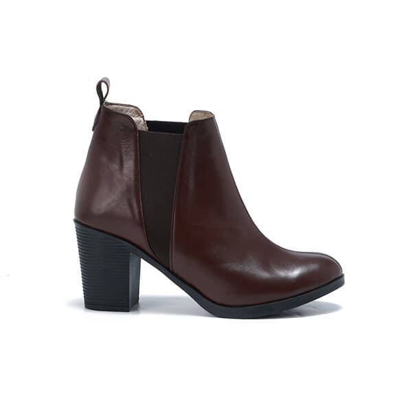 Leather High Heeled Half Boots