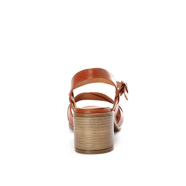 Havana Leather Criss-Cross Sandals - Emeli Leather Store