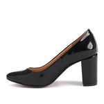 Leather Block Heel Pumps