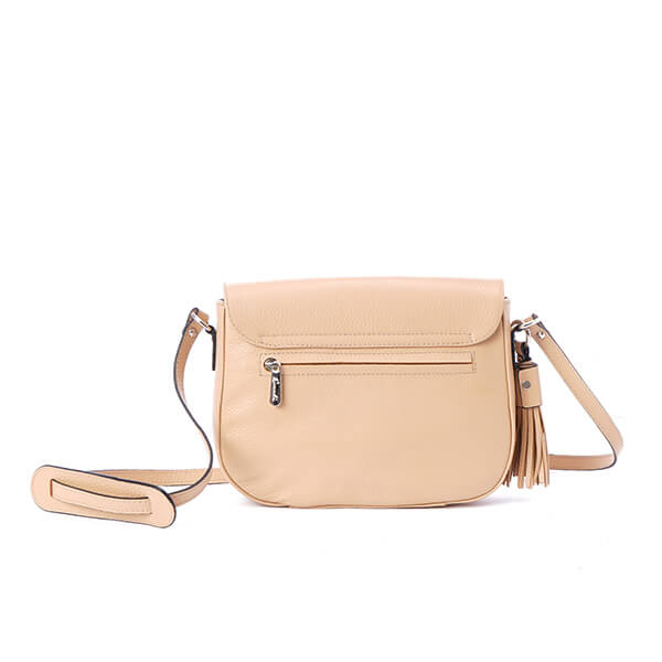 Beige Flap Tassel Crossbody Bag