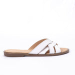 White Crisscross Slippers - Emeli Leather Store