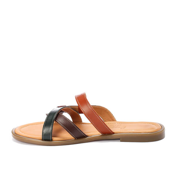 Multi-color Leather Casual Slippers - Emeli Leather Store