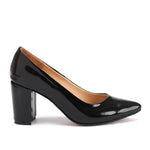 Leather Block Heel Pumps