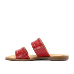 Red Double Strap Slippers - Emeli Leather Store