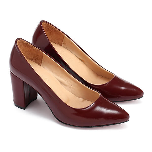 Leather Block Heel Pumps