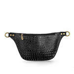 Black Varnish Croc Vintage Fanny Pack - Emeli Leather Store
