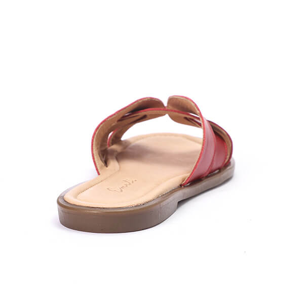 Red Crisscross Slippers - Emeli Leather Store