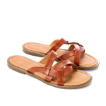 Havana Leather Casual Slippers - Emeli Leather Store