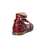 Multi-strap Burgundy Leather Sandals - Emeli Leather Store