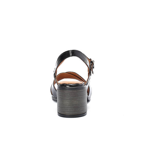 Black Varnish Criss-Cross Sandals - Emeli Leather Store