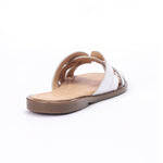 White Crisscross Slippers - Emeli Leather Store