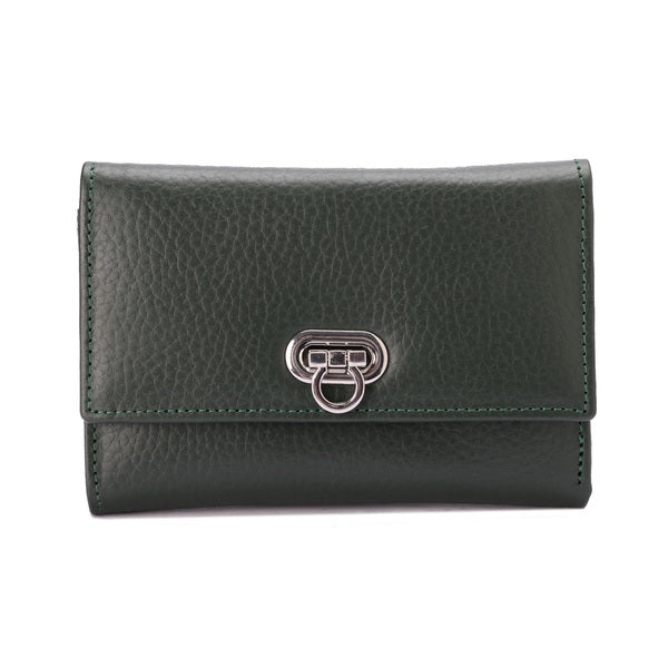 Metal Button Closure Leather Wallet