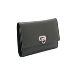 Metal Button Closure Leather Wallet